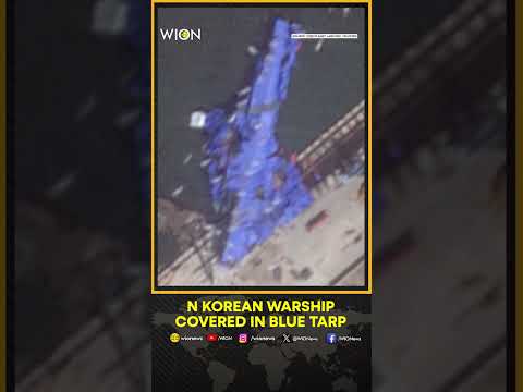 North Korea: Satellite images show a toppled-over North Korean warship covered in a blue tarp